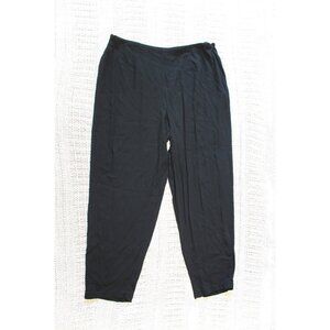 Eileen Fisher 100% Silk Black Dress Pants Size Large Crop Office Career modest